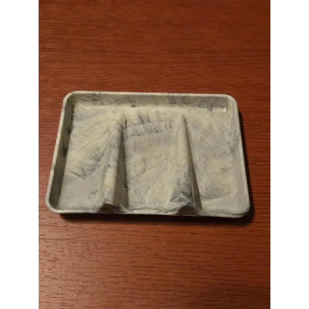 Vintage Tupperware Soap Dish 1278-2 Marbled Grey White Plastic Tray Bathroom